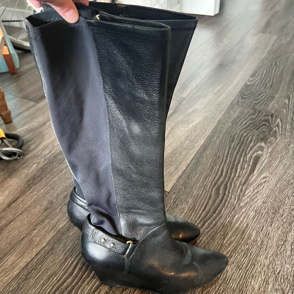 Black Leather Knee-High Boots